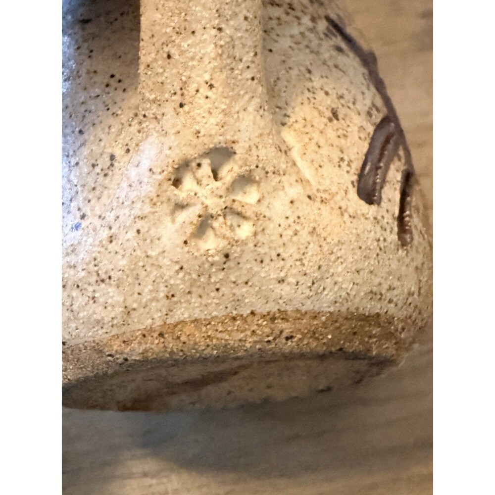 Vintage Hand Thrown Studio Art Pottery Petroglyph Coffee Cup Mug 10 Oz. Signed - Picture 10 of 12